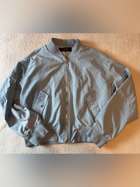 Jaspal Bomber Jacket, Light Blue. Women’s Medium. Cropped Cut